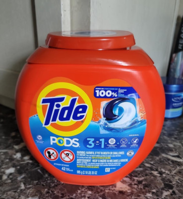 Tide PODS Liquid Laundry Detergent Soap Pacs, HE 42 Count (Pack of 1) New