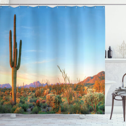 Sunset in the Desert Cactus Southwest Texas National Park Shower Curtain Set - Picture 1 of 2