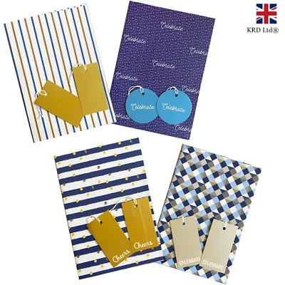 GEM IMPORTS LTD Gift Wrapping Paper Tags Mens Birthday Party Present Sheets Stripes Mosaic Print