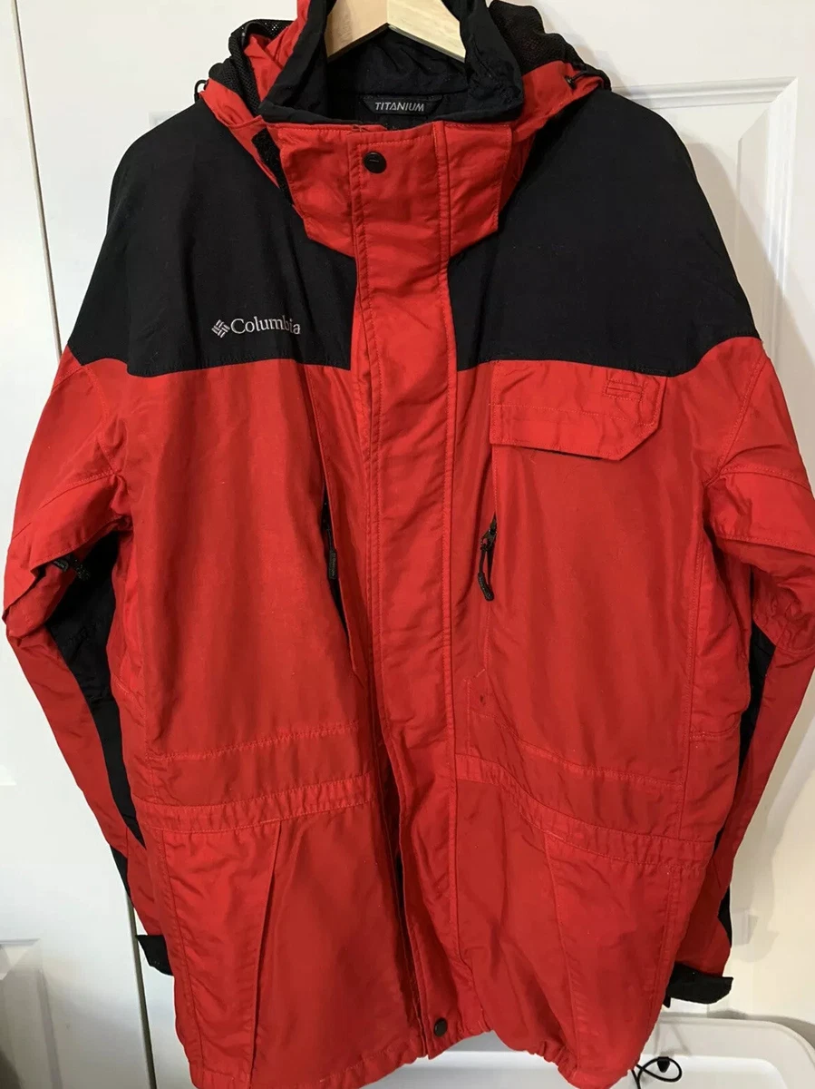 Columbia Titanium Jacket Men s Sz L Red Black Winter Omni Tech