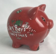 365 Days Till Christmas Piggy Bank Ceramic 6" Long 4" Wide, 4.5" Tall New in Box