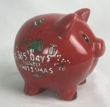 365 Days Till Christmas Piggy Bank Ceramic 6" Long 4" Wide, 4.5" Tall New in Box