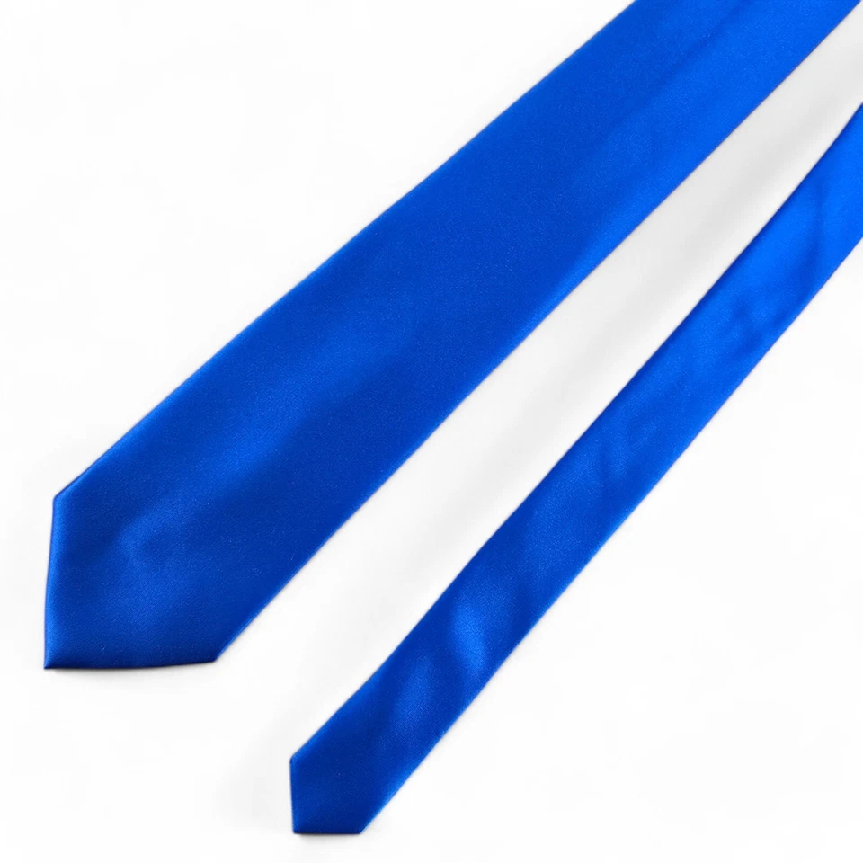 Geoffrey Beene XL Necktie Solid Blue Polyester 65" L - 3.75" W Hand Made Power - Image 3 of 4