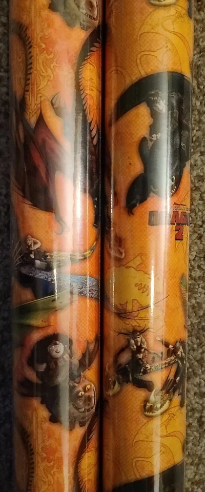 Lot of 2 rolls How To Train Your Dragon 2 Gift Wrap 22.5sq ft. x 2 - Image 3 of 4