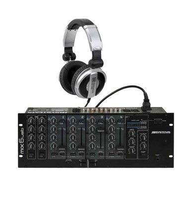 JB-Systems MIX6 USB Mixer DJ Mischpult 6 Kanäle Dual Rail Fader Band EQ schwarz