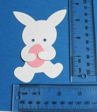     10 BUNNY HOLDING EGG cardstock paper die cut embellishments