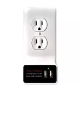 Data-Tronix USB Charging Wall Plate for AC Outlets, 15A (DT-USBWP-DUAL-15A-WH)