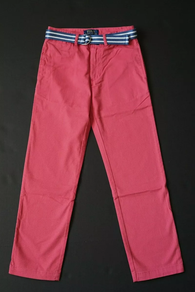 NEW KIDS BIG BOYS POLO RALPH LAUREN RED BELT STRETCH CHINO PANTS