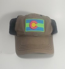 Colorado State Flag Neon Patch Mesh-Back Hat- Brown Black  Snapback  Burnies  