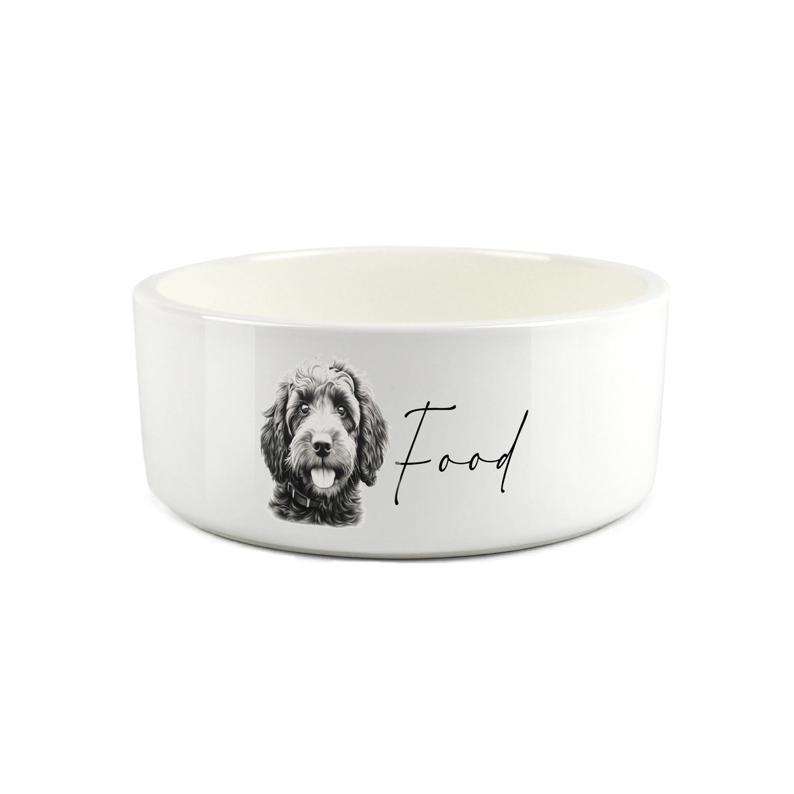 Cockapoo Pet Food Bowl - Ceramic Sketch Dog Feeding Dish Gifts
