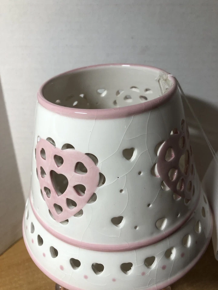 Керамический топпер для свечей HOMCO Pink Heart высокий с висячими бусинами 4 дюйма - Изображение 4 из 4