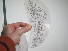 vtg 1960s 70s Tattoo Flash acetate stencil Black Rose RS7