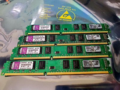 LOT OF 4x Kingston 2GB, Total 8GB PC3-8500 DDR3 240 Pin DIMM KVR1066D3N7K2/4G