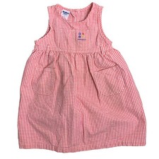 Vintage OshKosh Bgosh Pinafore Dress Girls 6 Pink Gingham Made USA