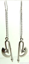 Sexy Silver Pull Through Threader Dangle Earrings
