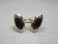 Vintage Hematite Yellow Gold Plated Cuff Links