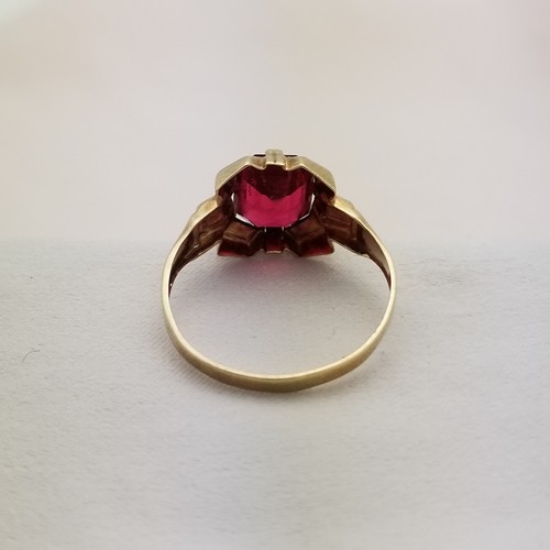Vintage 10K Gold Ring with Synthetic Ruby, Vintage 1930s, 0.8 Carats, Size 6.5 - 第 9/9 張圖片