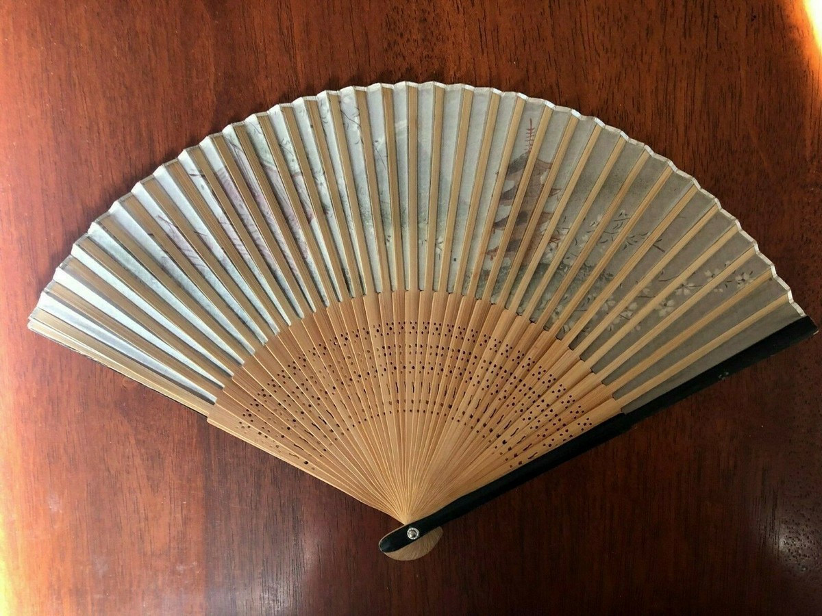Vintage Japanese Hand Painted Silk Hand Fan c1950's/60's | eBay