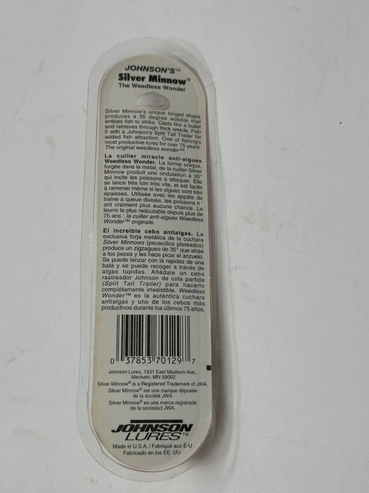 Old Johnson’s Silver Minnow 1/4 OZ Weedless Wonder Bass lucioperca NUEVO C4 Foto 3 de 4