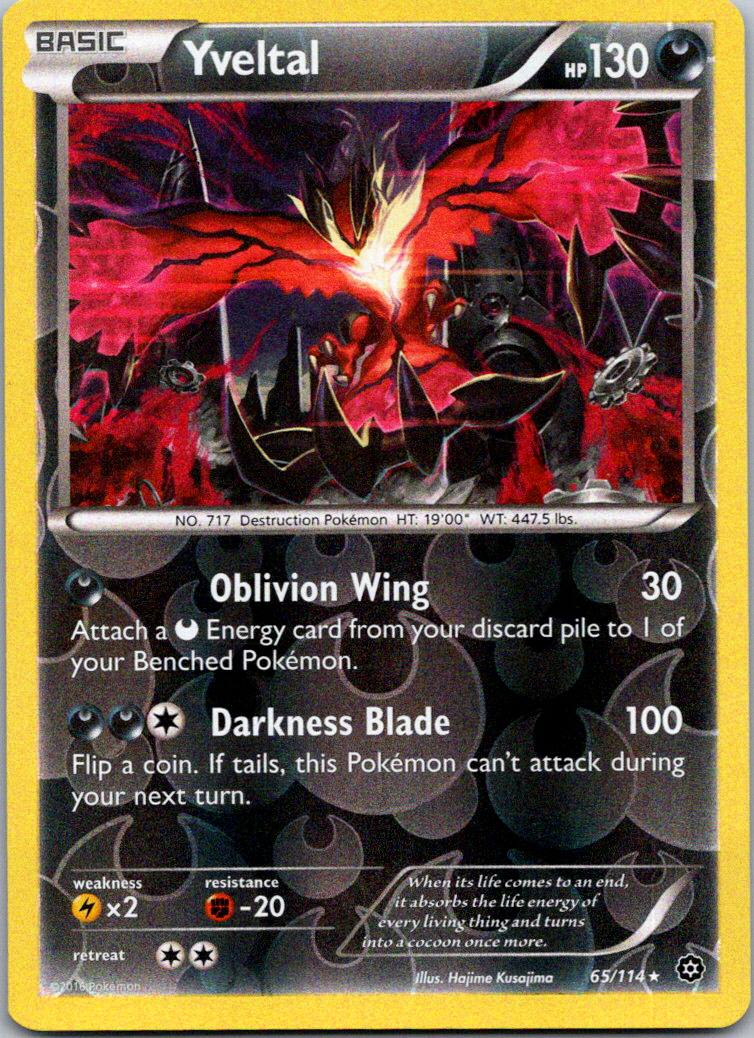 Yveltal - 65/114 - Reverse Holo - XY Steam Siege NM, English