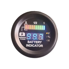Round LED Digital Battery gauge discharge Indicator hour meter state of chargeDd