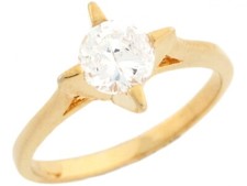 10k or 14k Yellow Gold Round CZ Uniquely Designed Engagement Ring