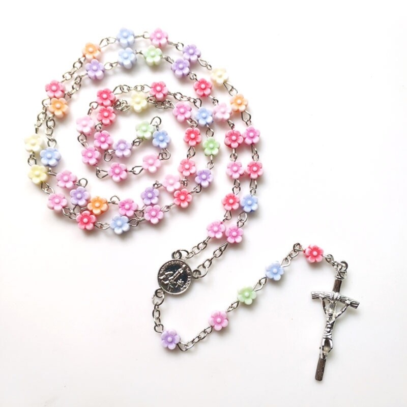 Crystal Beads Rosary Catholic Necklace Cross Necklace Rosary Cross