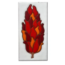 Handpainted Ceramic Tile Wall Art Red Orange Chili Design Santa Fe NM 8x4