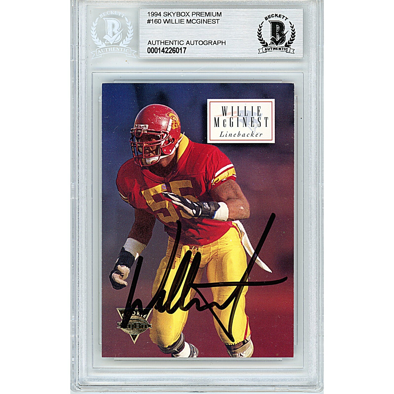 Willie McGinest New England Patriots Auto 1994 Skybox BAS Auth Autograph Slab