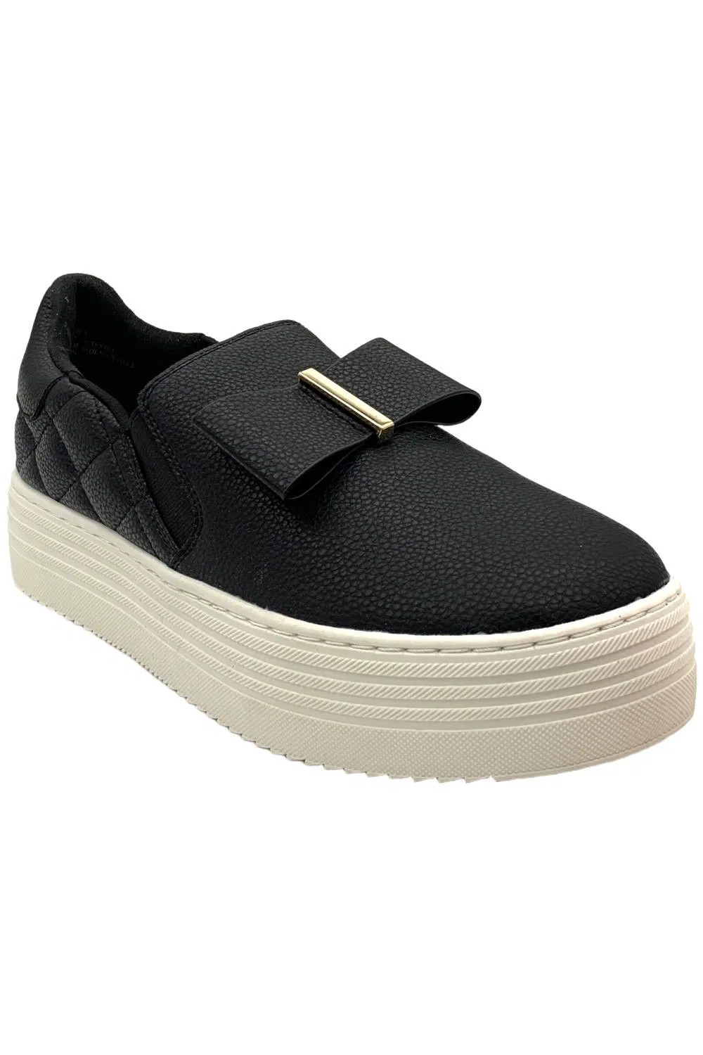 Clean Boss by Joy Womens Luxe Slip On Leather Bow Sneaker Black 7490₽