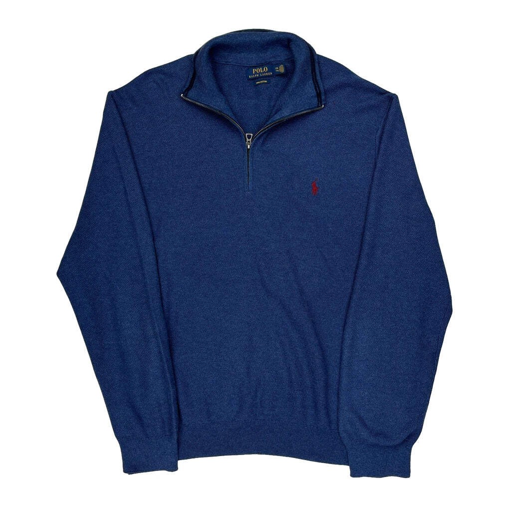 Polo By Ralph Lauren 1/4 Zip - 2XL Blue Cotton