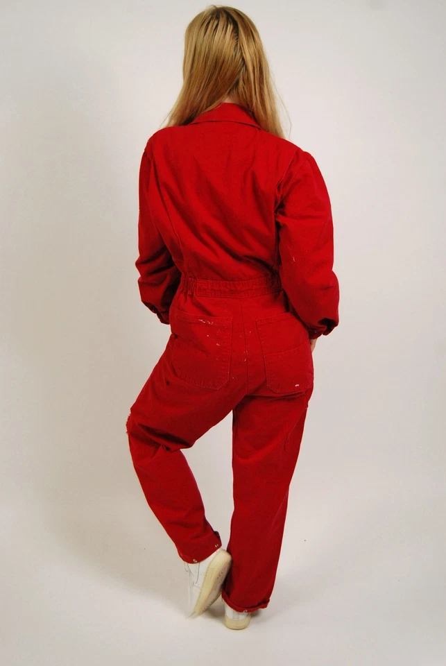 80-е Рабочая одежда Комбинезон (M) средний состаренный винтажный красный - Изображение 3 из 4