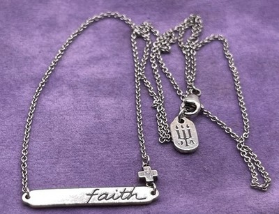 James Avery nicht mehr produziert horizontaler GLAUBE verstellbare Halskette 18 -20  Sterlingsilber
