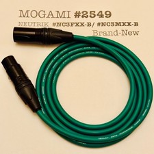 1-50 ft Mogami 2549 Green Neutrik XLR/TRS TOKYO made Bulk Ready