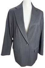 Pendleton Women s Charcoal Gray 100 Virgin Wool Blazer Size 10 USA Fabric