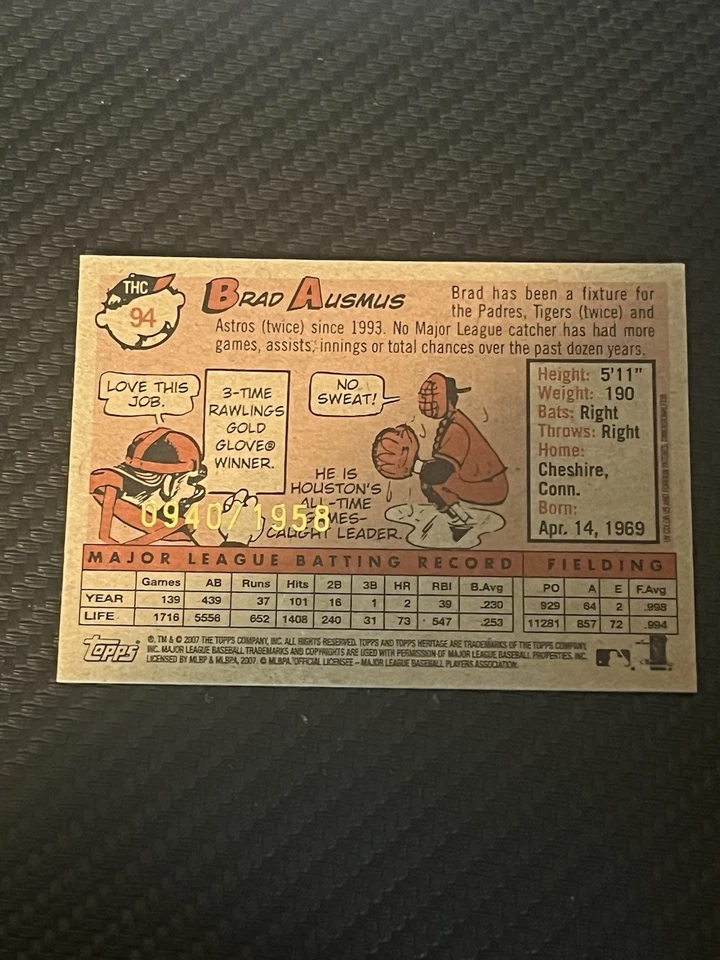 2007 Topps Heritage Chrome /1958 Brad Ausmus #THC94 - Image 2 of 3