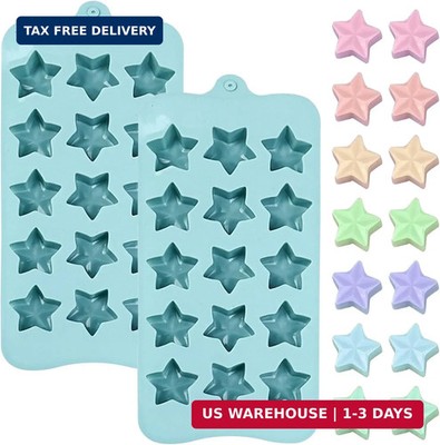Star-Shaped Silicone Molds, 2-Pack, 15 Cavities Each, Blue
