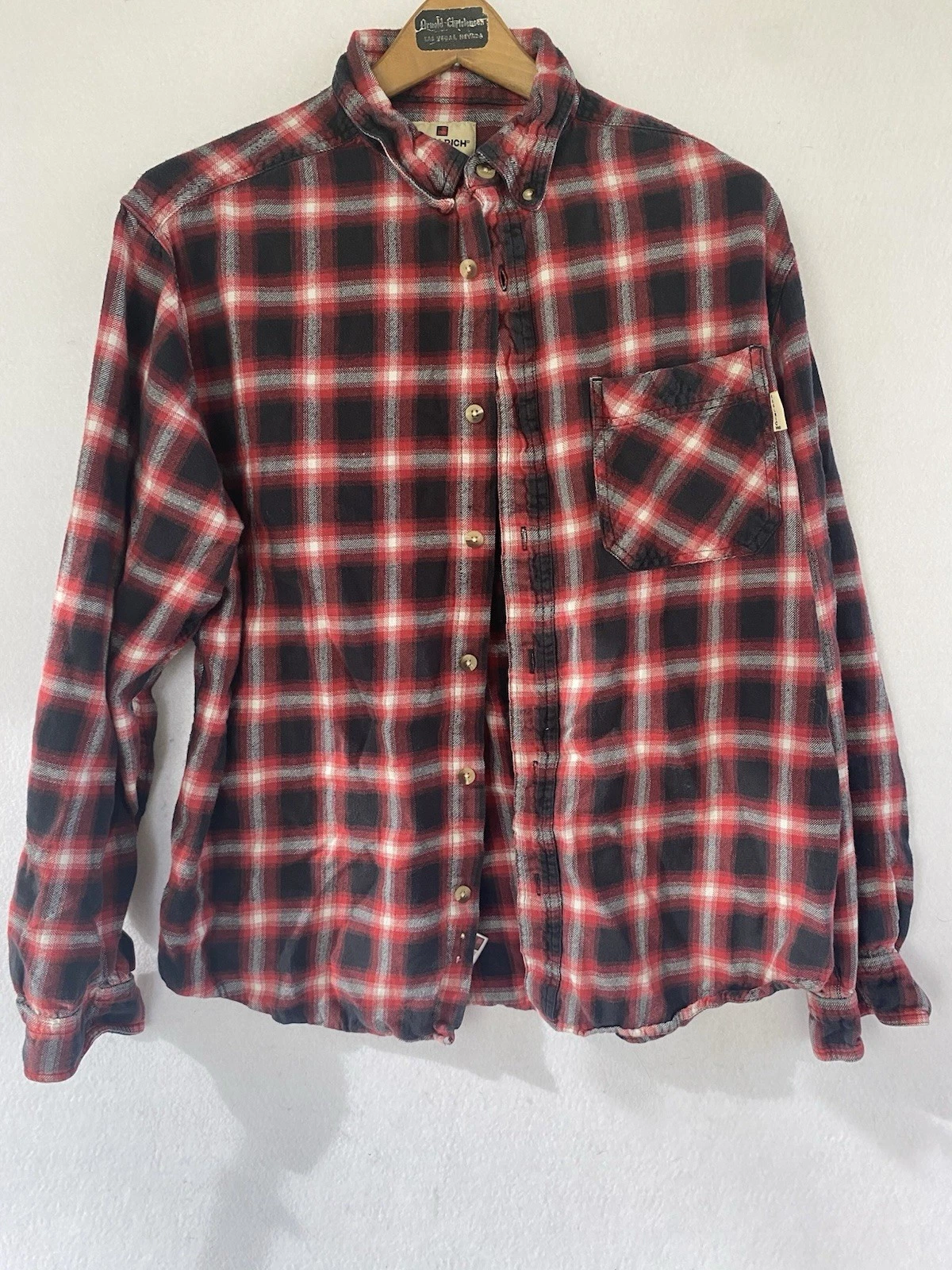 Woolrich Flannel Red Shirt Mens Large Outdoor Casual Comfort