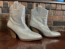 Forever Silver rhinestones Boots Size 7 1/2 Wedding Boots, Concert Festival