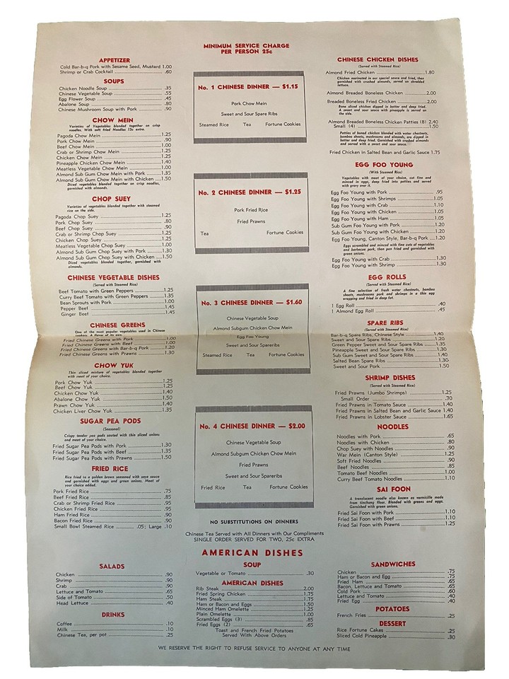 Chinese Pagoda Restaurant Vintage 1950s Menu Bremerton Washington WA | eBay