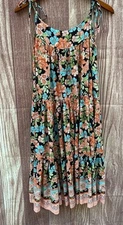 Nuage Bleu Maui Women’s S floral hibiscus Hawaiian tiered cottage maxi dress
