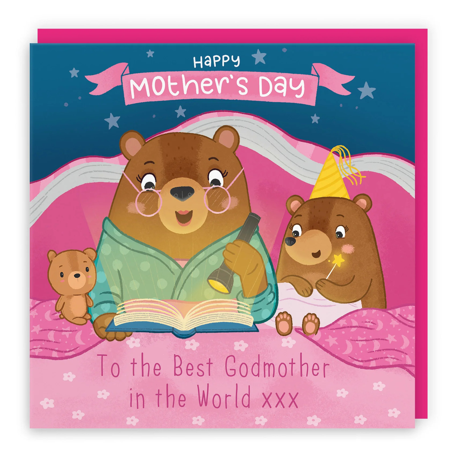 Godmother Mother's Day Card Bedtime Story Girl Bear Cute Bears