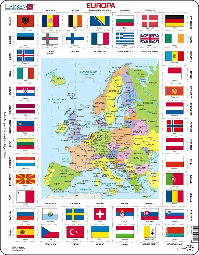 Europa Länder + Flaggen (Kinderpuzzle) | Spiel | Deutsch | 2021 | Larsen - Image 4