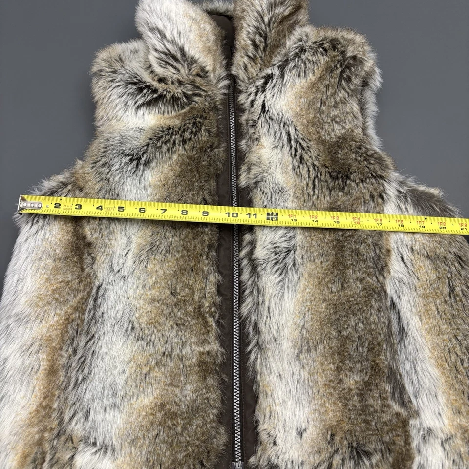 Chaleco reversible de piel sintética resistente a la intemperie para mujer talla M cremallera acogedor cálido mafia esposa Foto 3 de 4