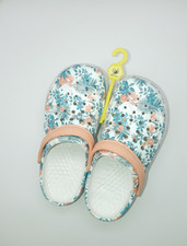 women s floral garden clogs white with peach strap