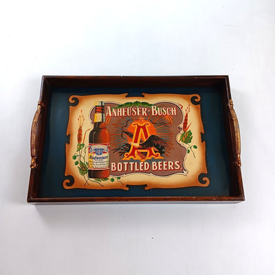 *Large Budweiser Bottle Beer Tray Sign Advertising Anheuser-Busch Solid & Heavy