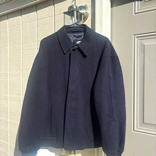 Jos A Bank Mens M Wool Cashmere Blend Quilted Bomber Jacket Dark Navy - product listing photo