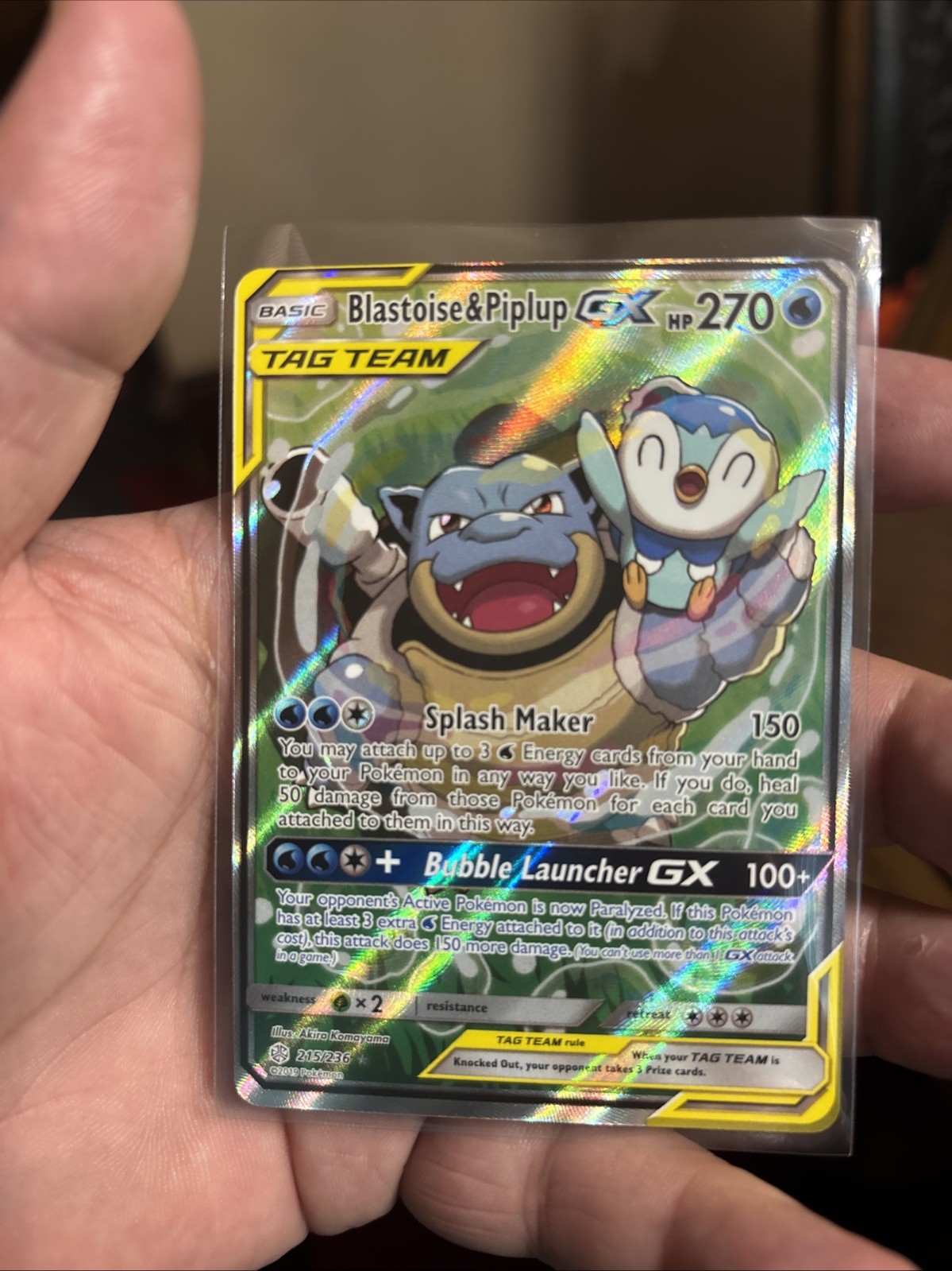 Blastoise & Piplup GX (Alternate Full Art) 215/236 Cosmic Eclipse - Near Mint