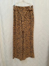 Women's Animal Print Ruffle Wide Leg Palazzo Pants XL