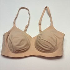 Honeylove Silhouette Bra Small 34B 34C Beige Wireless Floral Flocking Comfort